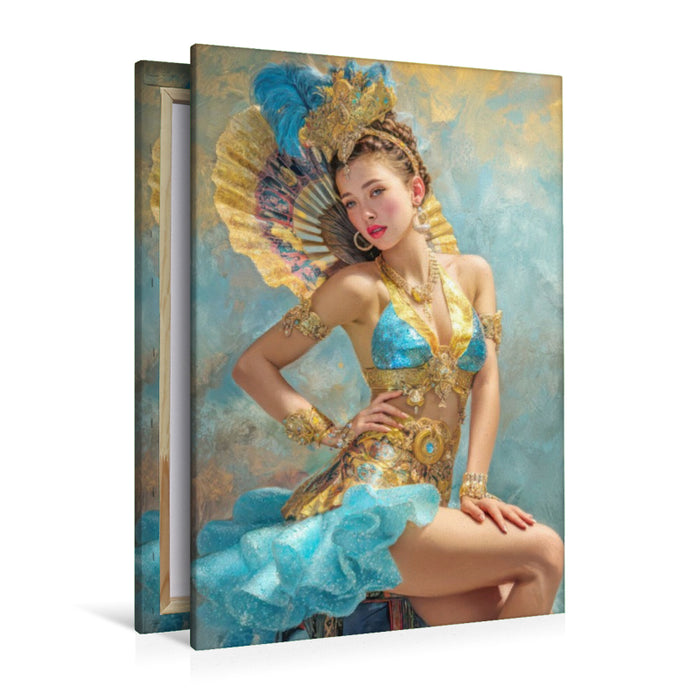 Premium Textil-Leinwand Zirkusgirls - Im Pin-up Stil