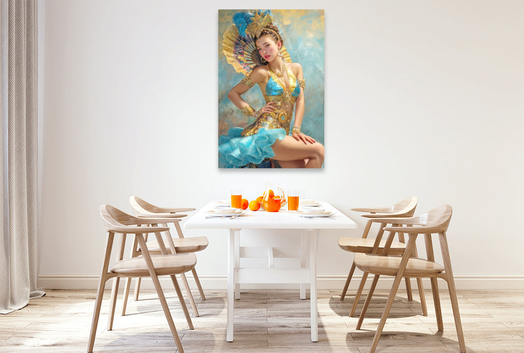 Premium Textil-Leinwand Zirkusgirls - Im Pin-up Stil
