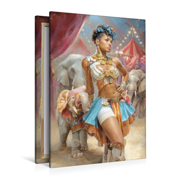 Premium Textil-Leinwand Zirkusgirls - Im Pin-up Stil