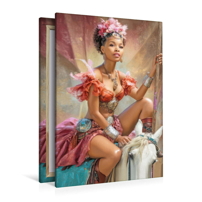 Premium Textil-Leinwand Zirkusgirls - Im Pin-up Stil