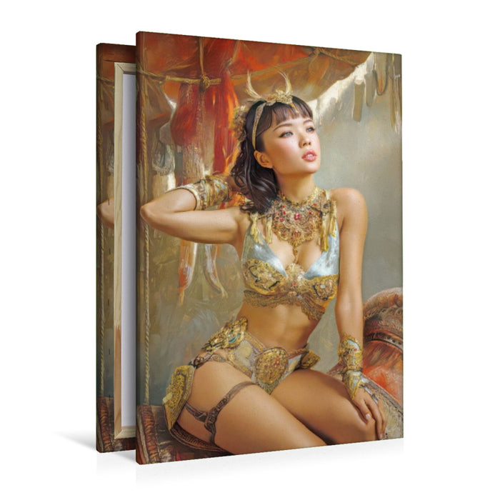 Premium Textil-Leinwand Zirkusgirls - Im Pin-up Stil