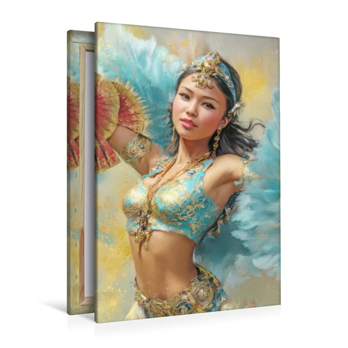 Premium Textil-Leinwand Zirkusgirls - Im Pin-up Stil