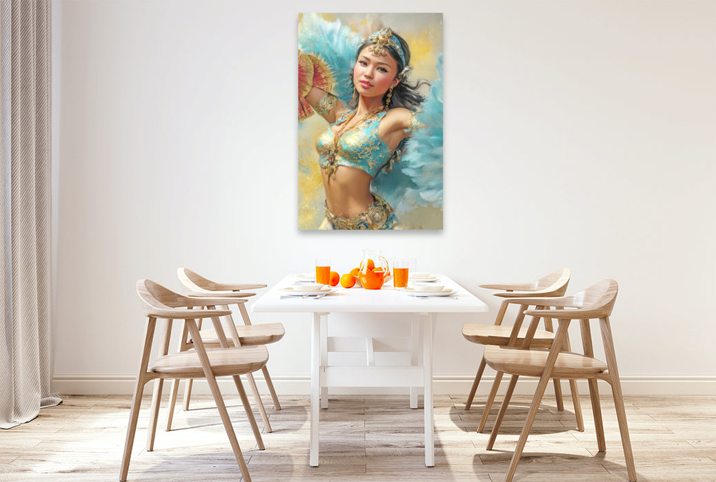 Premium Textil-Leinwand Zirkusgirls - Im Pin-up Stil