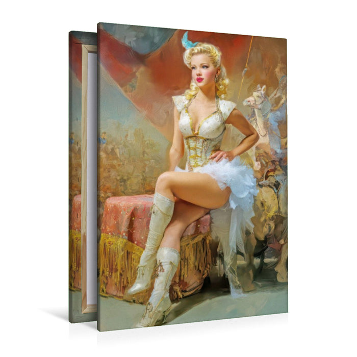 Premium Textil-Leinwand Zirkusgirls - Im Pin-up Stil