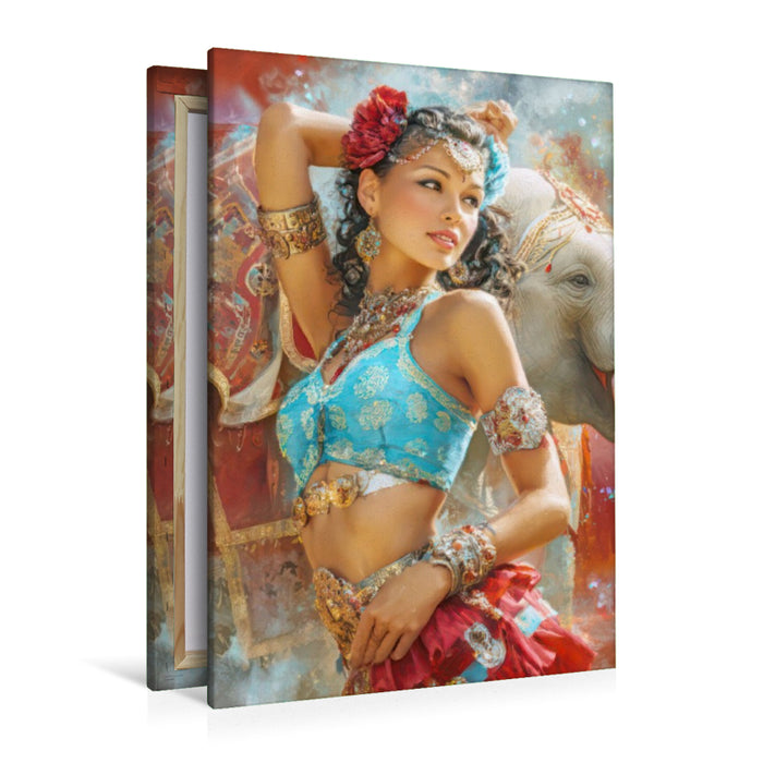Premium Textil-Leinwand Zirkusgirls - Im Pin-up Stil