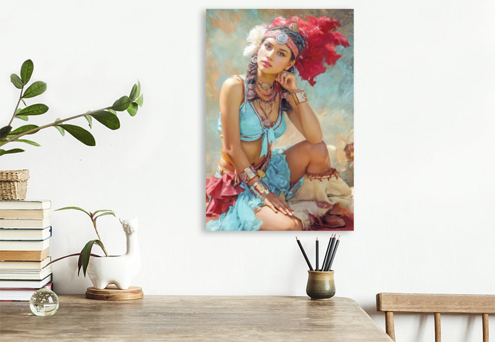 Premium Textil-Leinwand Zirkusgirls - Im Pin-up Stil