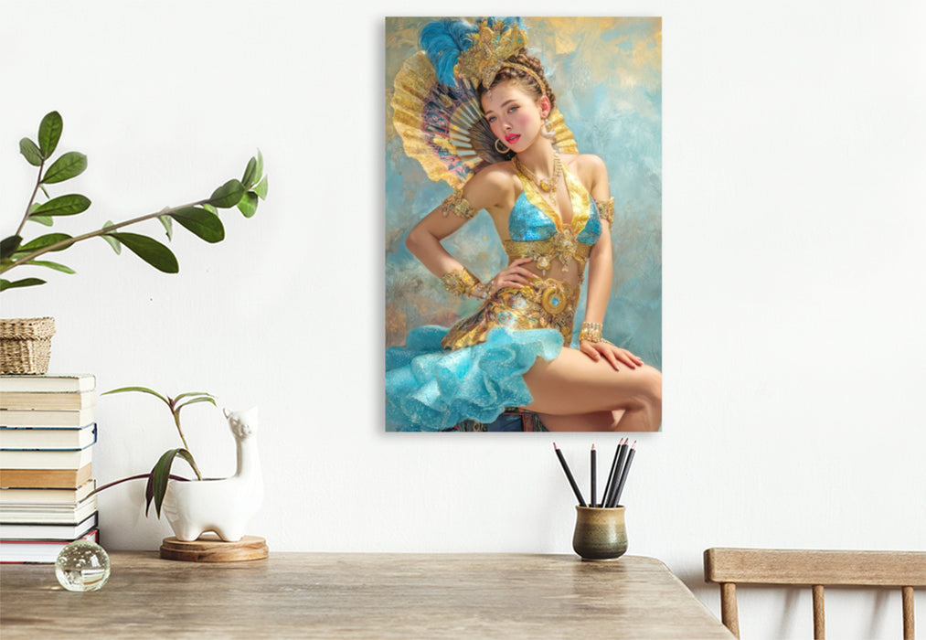 Premium Textil-Leinwand Zirkusgirls - Im Pin-up Stil