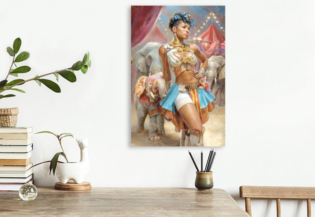 Premium Textil-Leinwand Zirkusgirls - Im Pin-up Stil
