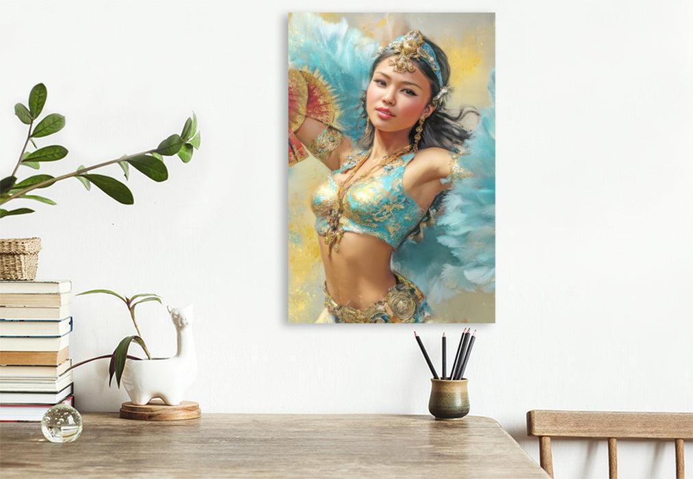 Premium Textil-Leinwand Zirkusgirls - Im Pin-up Stil