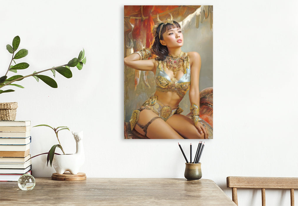 Premium Textil-Leinwand Zirkusgirls - Im Pin-up Stil