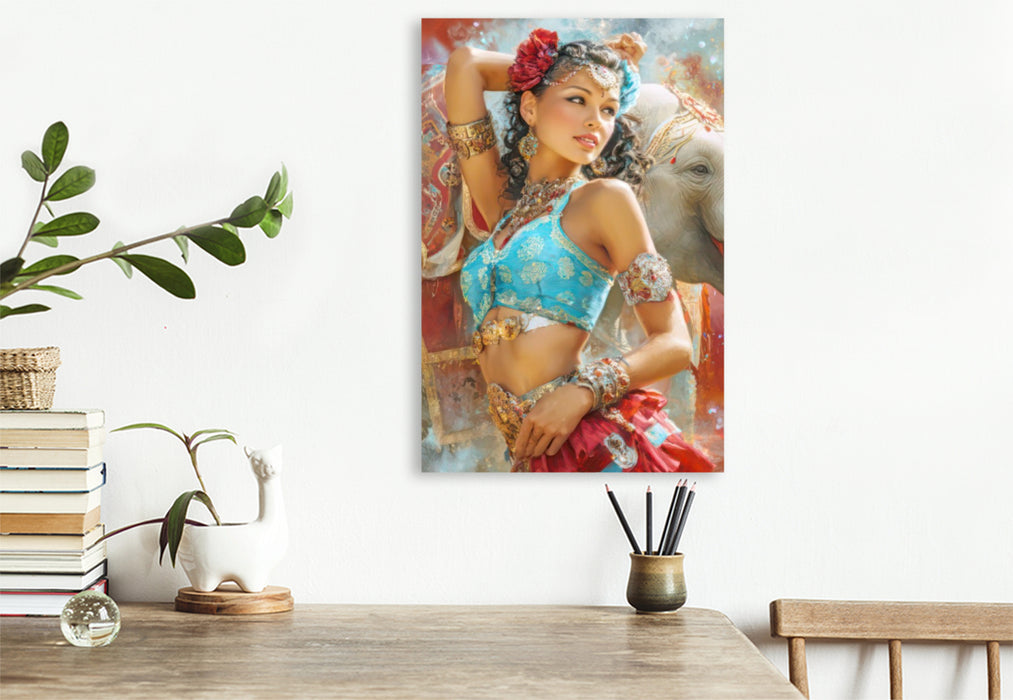 Premium Textil-Leinwand Zirkusgirls - Im Pin-up Stil