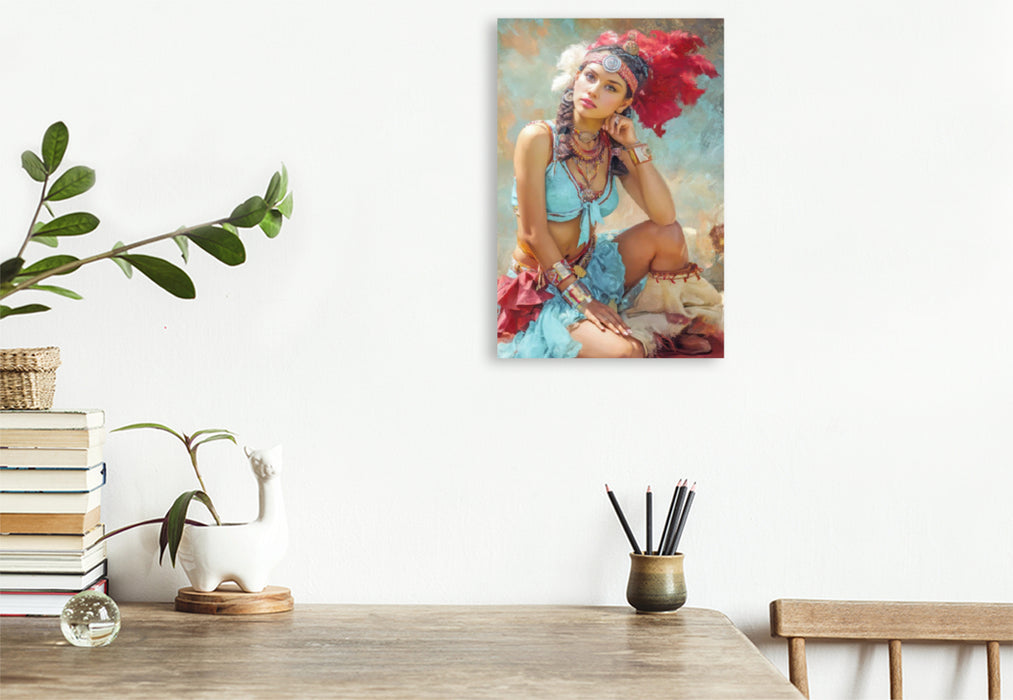 Premium Textil-Leinwand Zirkusgirls - Im Pin-up Stil