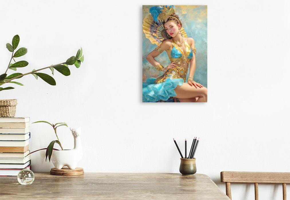 Premium Textil-Leinwand Zirkusgirls - Im Pin-up Stil