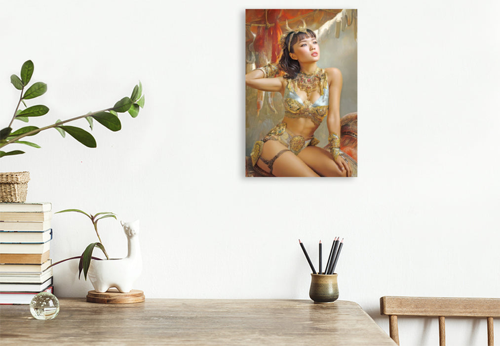 Premium Textil-Leinwand Zirkusgirls - Im Pin-up Stil