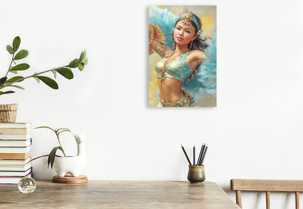Premium Textil-Leinwand Zirkusgirls - Im Pin-up Stil