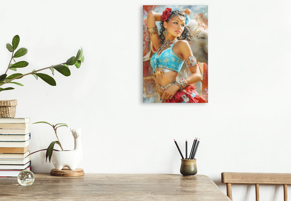Premium Textil-Leinwand Zirkusgirls - Im Pin-up Stil
