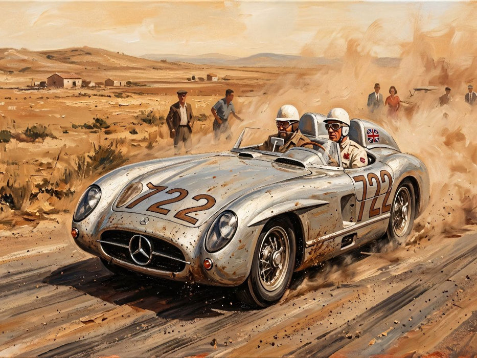 Stirling Moss und Denis Jenkinson siegten im Mercedes-Benz 300 SLR bei der Mille Miglia 1955. - CALVENDO Foto-Puzzle'