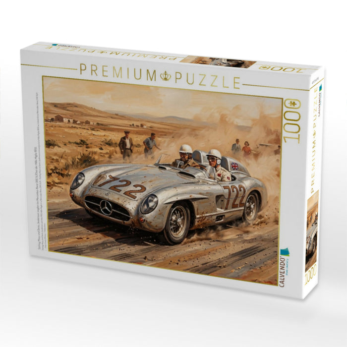 Stirling Moss und Denis Jenkinson siegten im Mercedes-Benz 300 SLR bei der Mille Miglia 1955. - CALVENDO Foto-Puzzle'