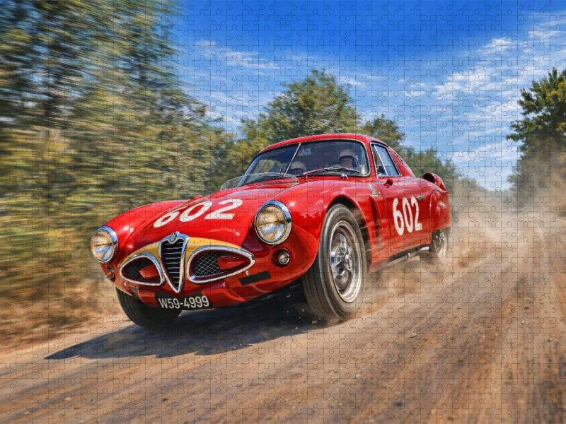 Mille Miglia: Platz 2 belegte 1953 der Argentinier Juan Manuel Fangio mit einem Alfa Romeo 6C 3000. - CALVENDO Foto-Puzzle'