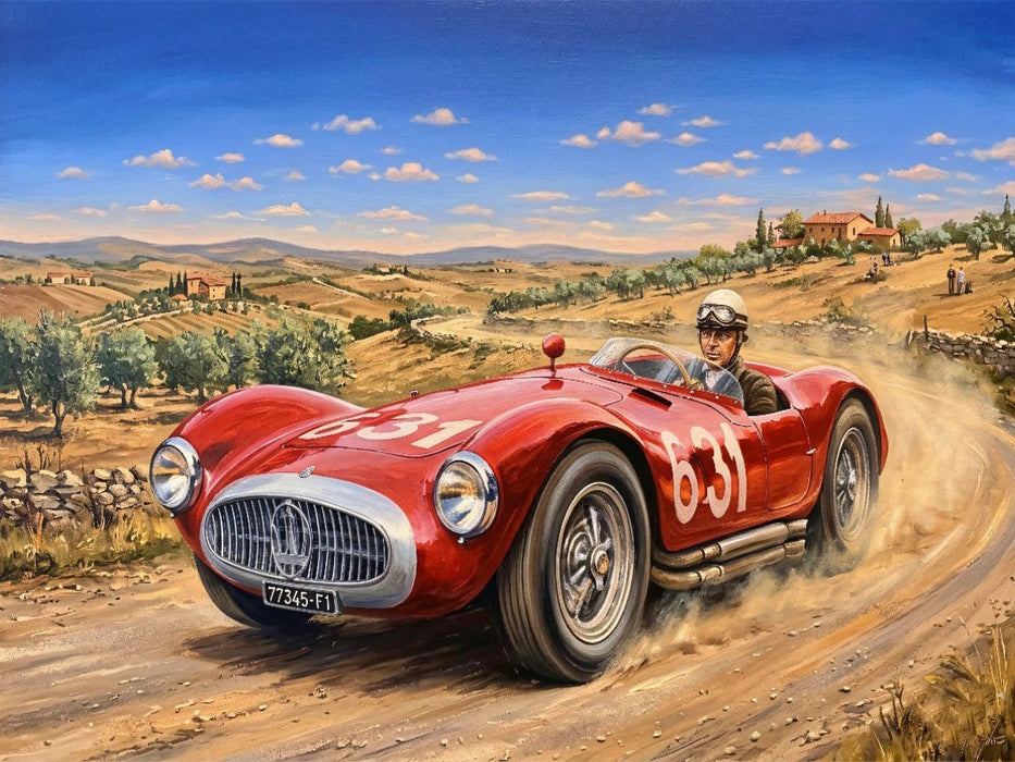 Der Italiener Siro Sirbaci am Steuer eines Maserati A6GCS bei der Mille Miglia 1955 - CALVENDO Foto-Puzzle'