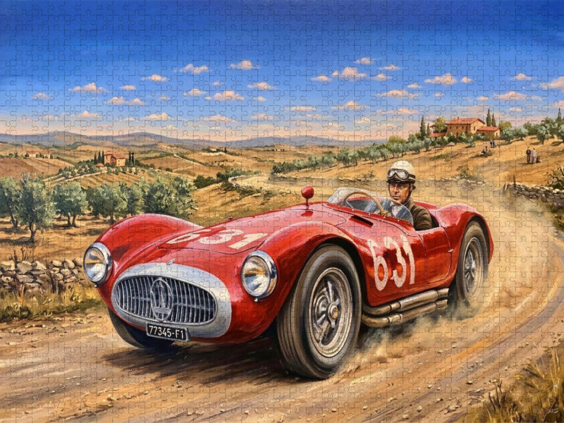 Der Italiener Siro Sirbaci am Steuer eines Maserati A6GCS bei der Mille Miglia 1955 - CALVENDO Foto-Puzzle'