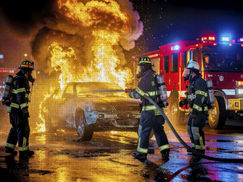 Wir löschen nicht nur Feuer – wir löschen Grenzen. - CALVENDO Foto-Puzzle'