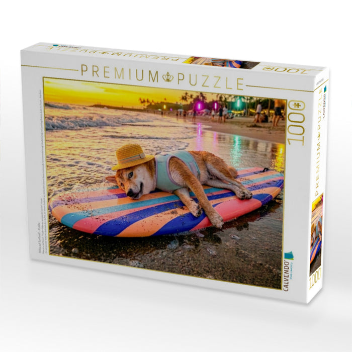 Shiba auf Surfbrett – Puzzle - CALVENDO Foto-Puzzle'