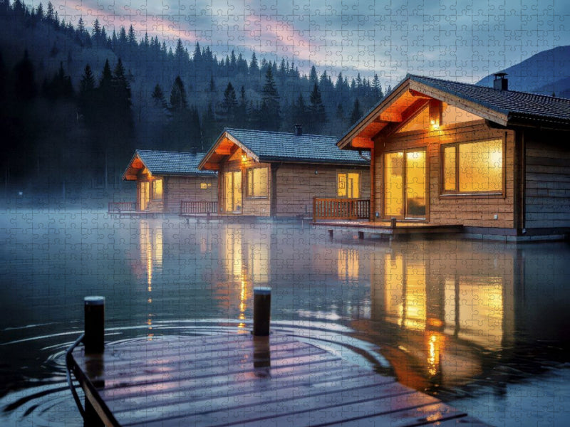 Holz, Wärme, Weitblick – die Hütte, die alles hat. - CALVENDO Foto-Puzzle'