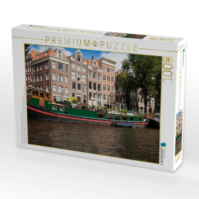 Typisches Hausboot in der Herrengracht, Amsterdam - CALVENDO Foto-Puzzle'