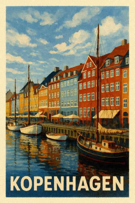 Premium Textil-Leinwand Kopenhagen – Farben am Nyhavn