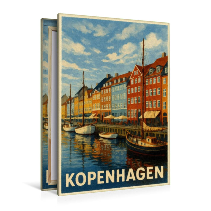 Premium Textil-Leinwand Kopenhagen – Farben am Nyhavn