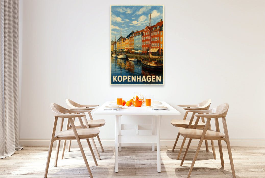 Premium Textil-Leinwand Kopenhagen – Farben am Nyhavn