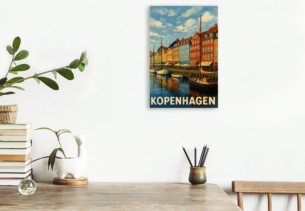 Premium Textil-Leinwand Kopenhagen – Farben am Nyhavn