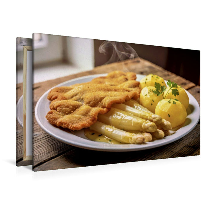 Premium Textil-Leinwand Weißer Spargel – der Frühling zum Anbeißen.