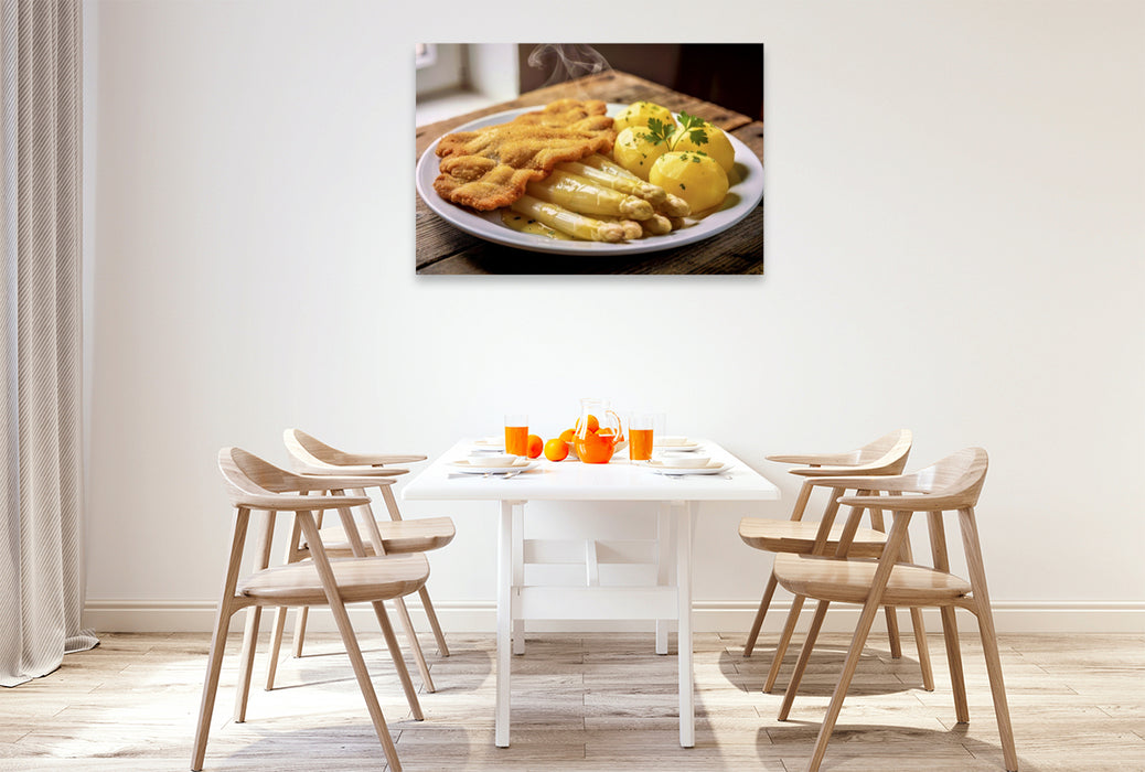 Premium Textil-Leinwand Weißer Spargel – der Frühling zum Anbeißen.