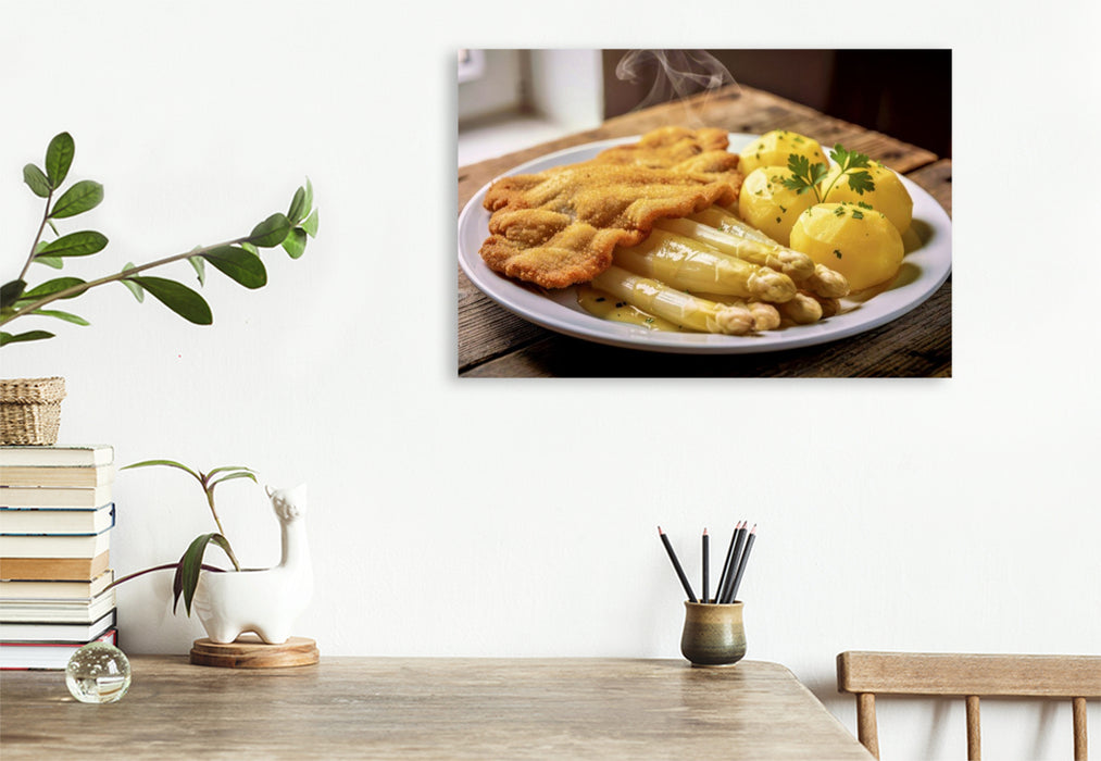 Premium Textil-Leinwand Weißer Spargel – der Frühling zum Anbeißen.