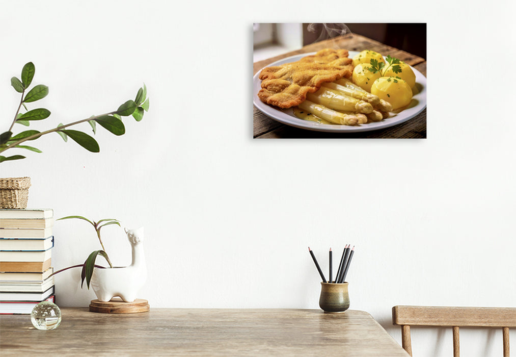Premium Textil-Leinwand Weißer Spargel – der Frühling zum Anbeißen.