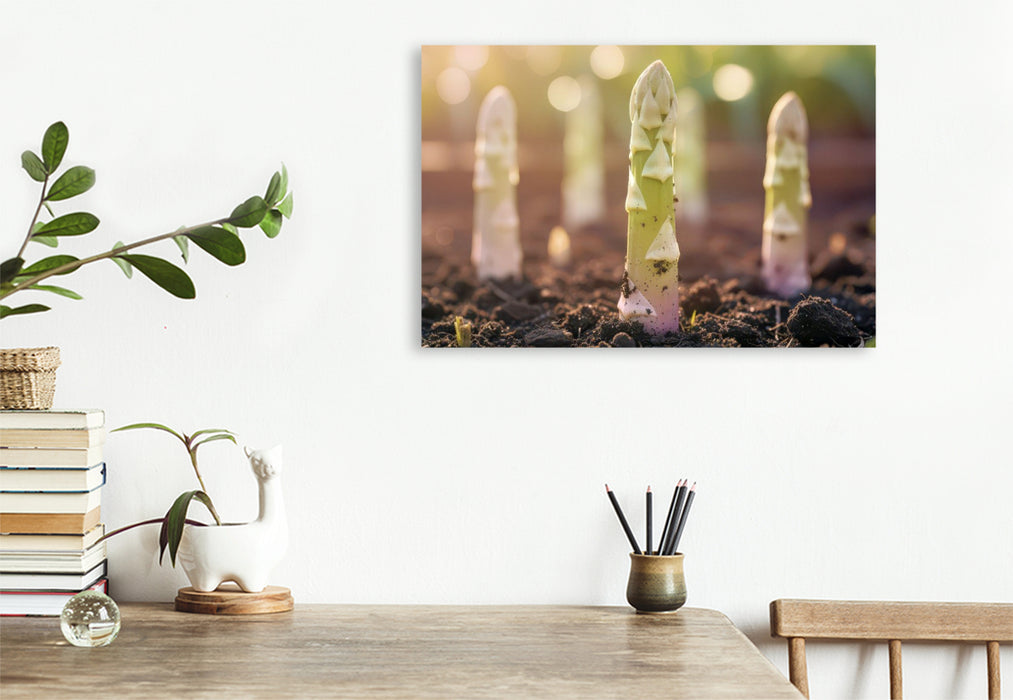 Premium Textil-Leinwand Weißer Spargel – gönn dir Frühling!