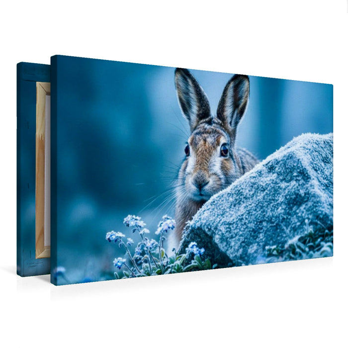 Premium Textil-Leinwand Der wachsame Feldhase
