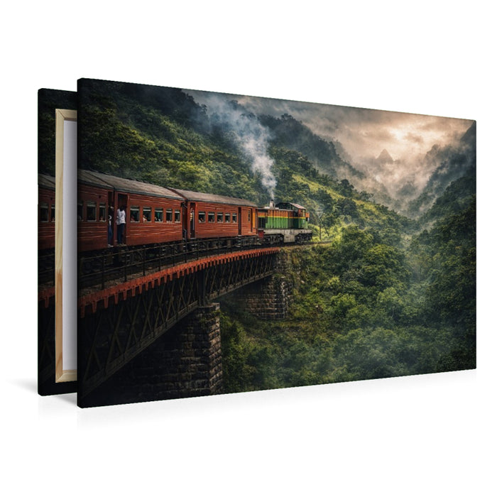 Premium Textil-Leinwand Auf SAuf Schienen durch das Hochland