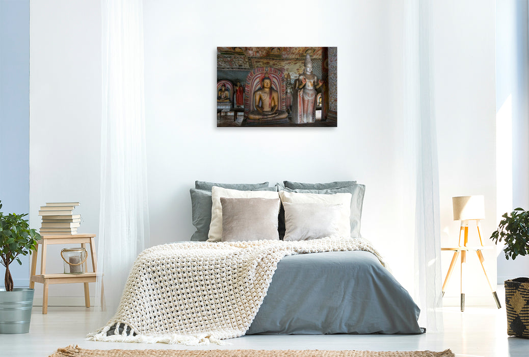 Premium Textil-Leinwand Im goldenen Licht von Dambulla
