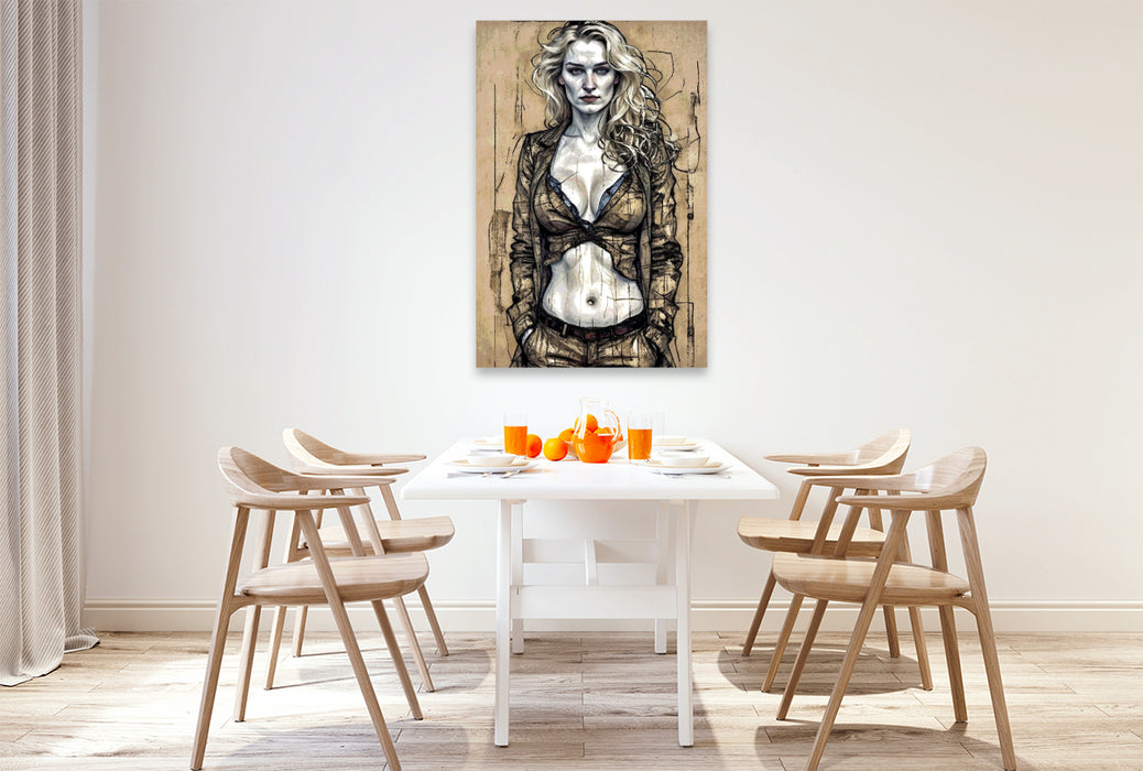 Premium Textil-Leinwand Die stille Intensität, inspiriert von Egon Schiele