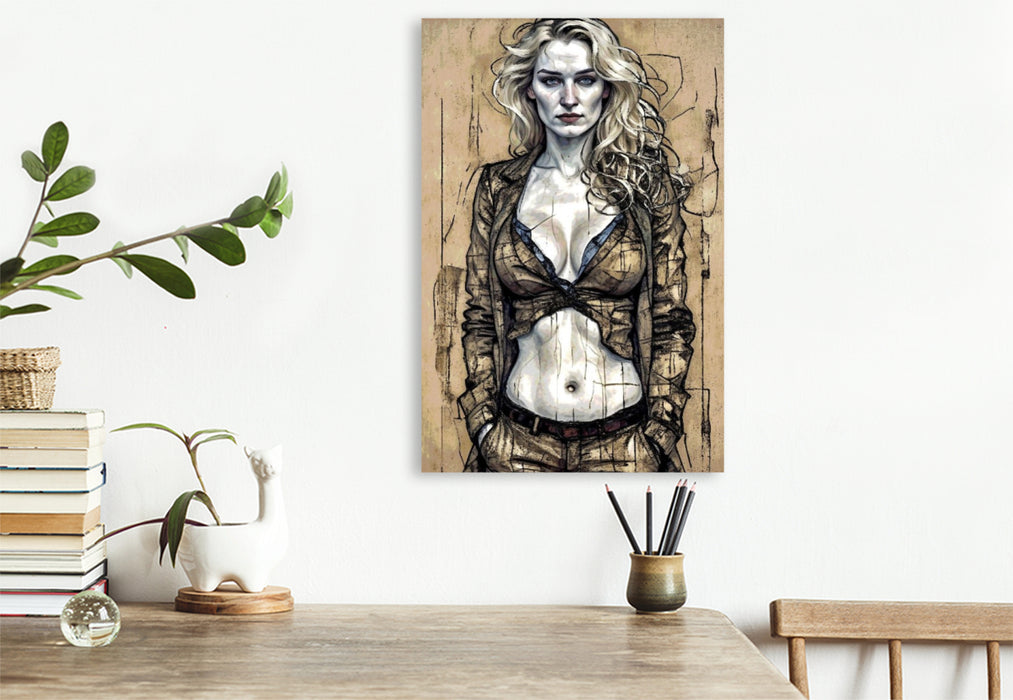 Premium Textil-Leinwand Die stille Intensität, inspiriert von Egon Schiele