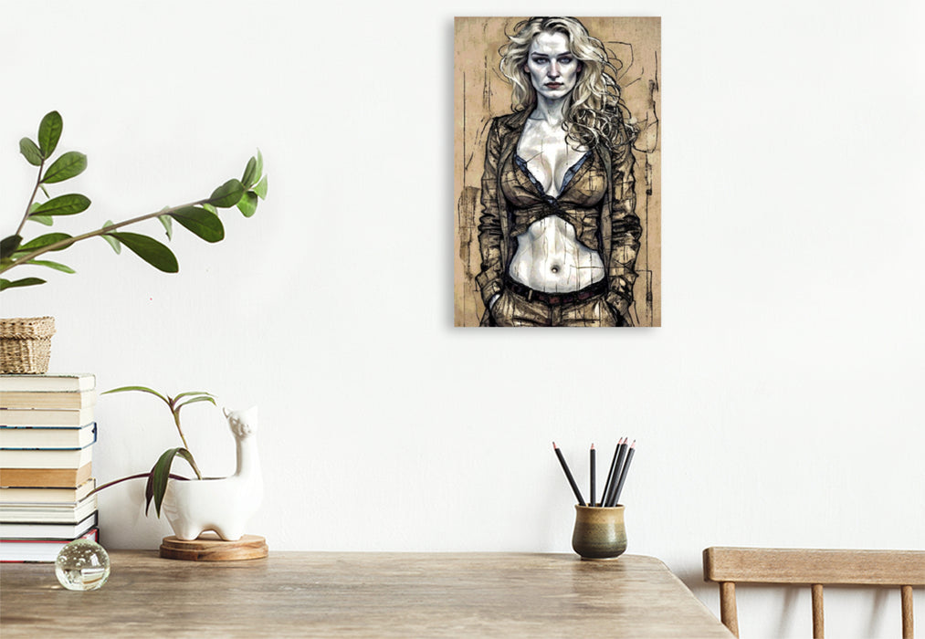 Premium Textil-Leinwand Die stille Intensität, inspiriert von Egon Schiele