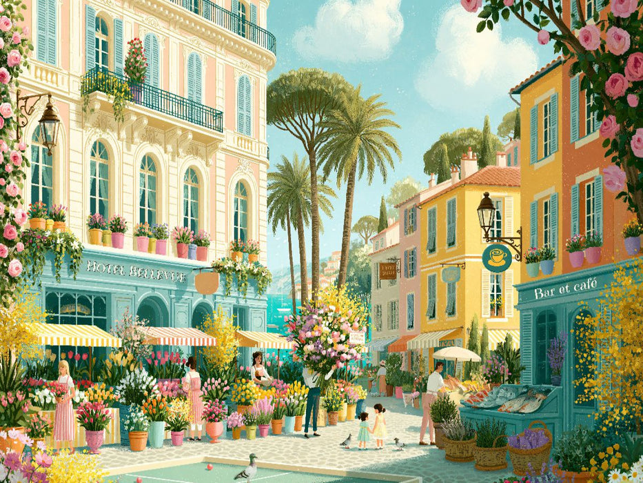 Bella Europa - Marktplatz an der Côte d'Azur - CALVENDO Foto-Puzzle'