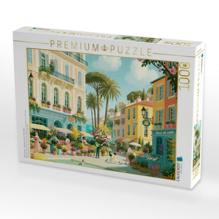 Bella Europa - Marktplatz an der Côte d'Azur - CALVENDO Foto-Puzzle'