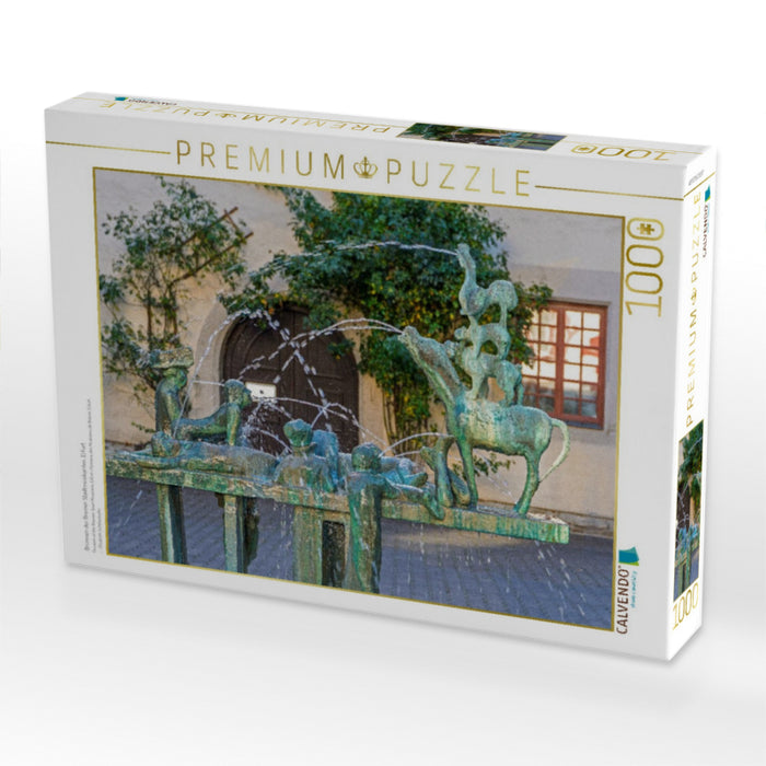 Brunnen der Bremer Stadtmusikanten, Erfurt - CALVENDO Foto-Puzzle'