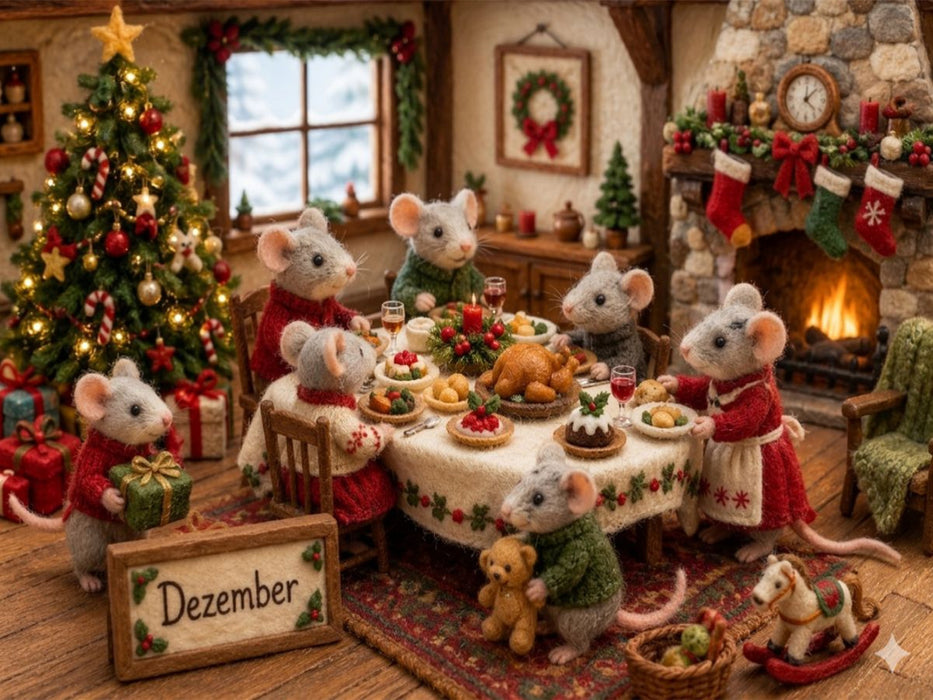 Weihnachtsabend im Mäusehaus - CALVENDO Foto-Puzzle'