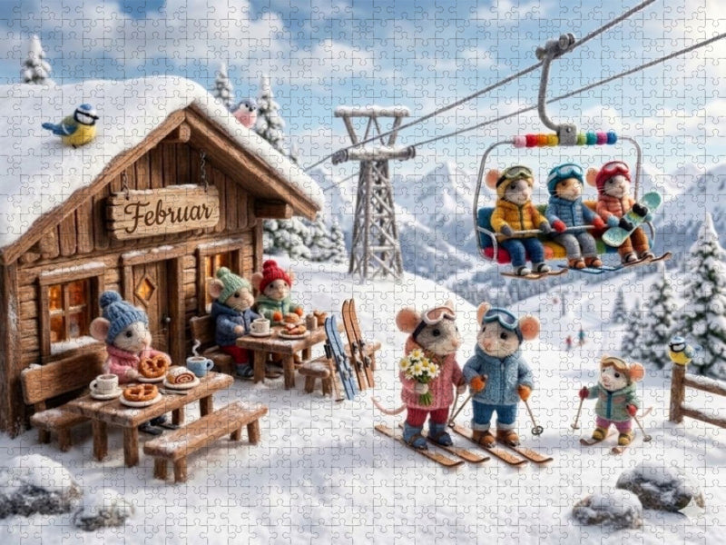 Hüttenzauber im Februar - CALVENDO Foto-Puzzle'