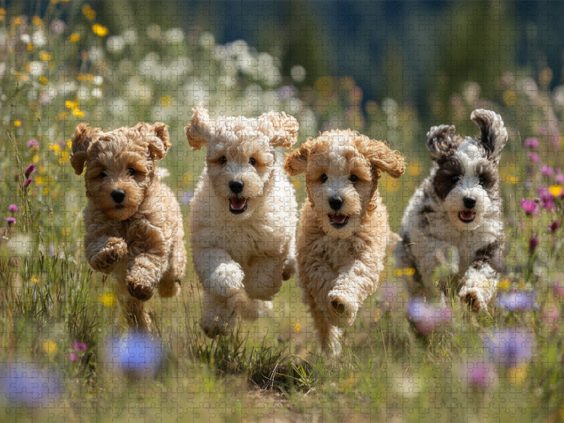 Frühling heißt rennen, hüpfen und Chaos verbreiten - CALVENDO Foto-Puzzle'